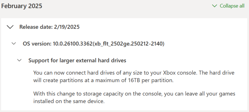 Microsoft дозволила підключати до Xbox зовнішні диски обсягом понад 16 ТБ