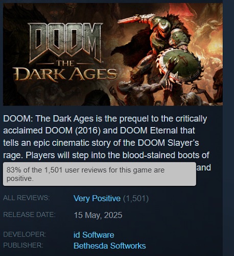 Перші гравці високо оцінили DOOM: The Dark Ages, але задоволені шутером не всі