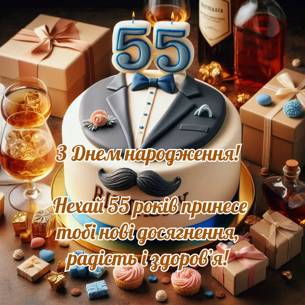 Привітання з ювілеєм 55 років чоловіку своїми словами